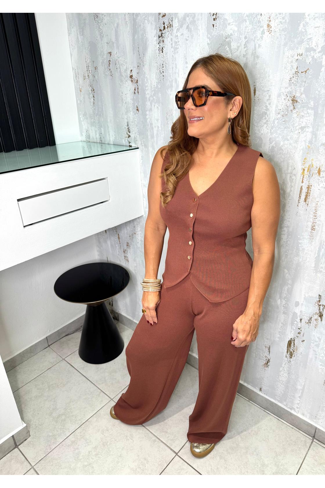 Doris Vest Botton & Pants High Waist